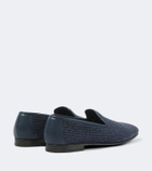 Manolo Blahnik Mario leather-trimmed raffia loafers