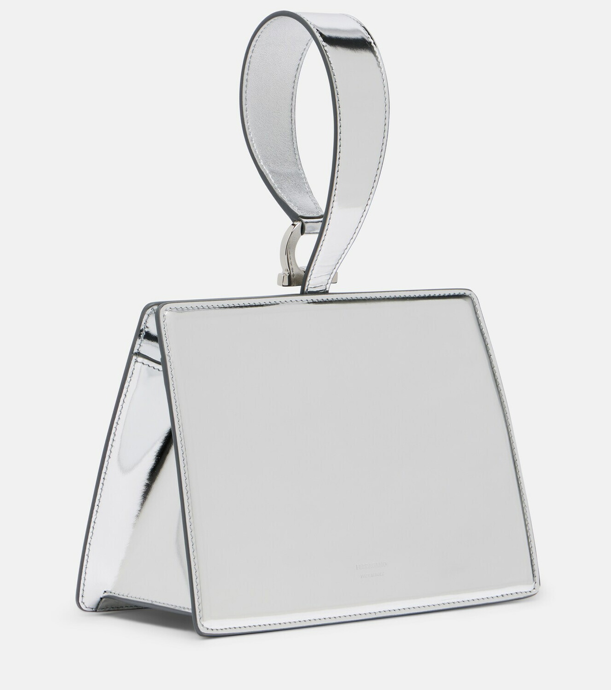 Ferragamo Gancini Small metallic leather clutch