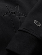 RICK OWENS - Champion Jason's Logo-Embroidered Loopback Cotton-Jersey Zip-Up Hoodie - Black - M