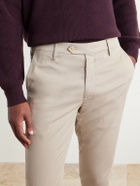 Canali - Tapered Stretch Cotton-Twill Trousers - Neutrals