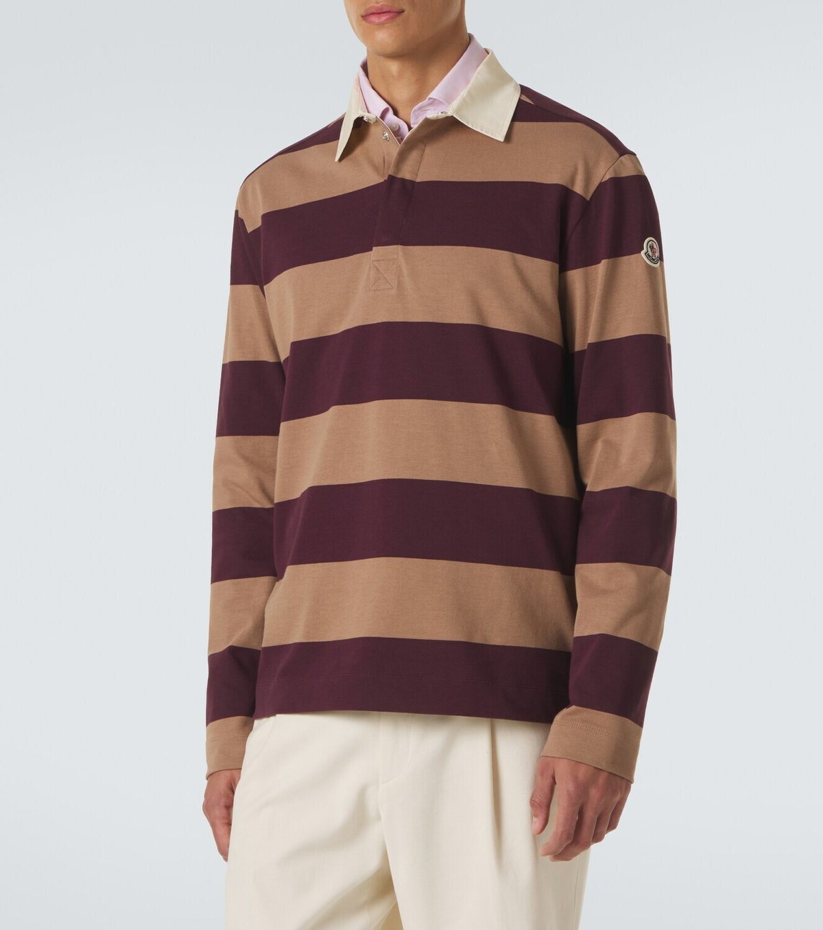 Moncler Striped cotton piqué polo shirt