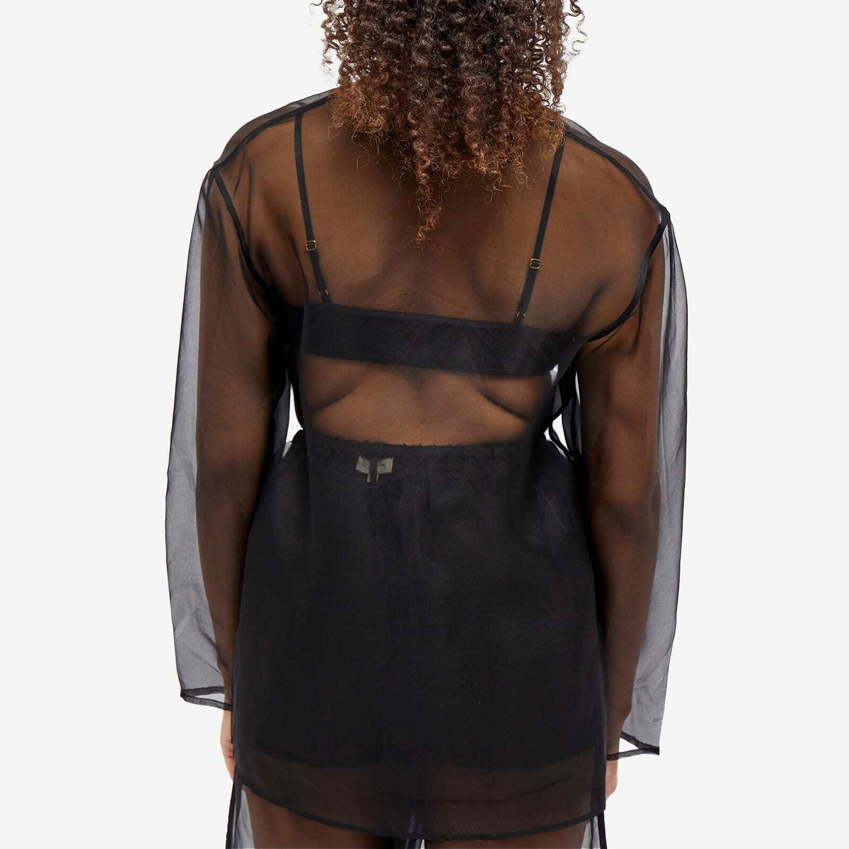 DONNI. Women's Organza Split Shirt in Jet