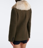 Saint Laurent Shearling-trimmed wool-blend tweed jacket