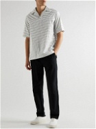 Giorgio Armani - Camp-Collar Striped Cotton Polo Shirt - White