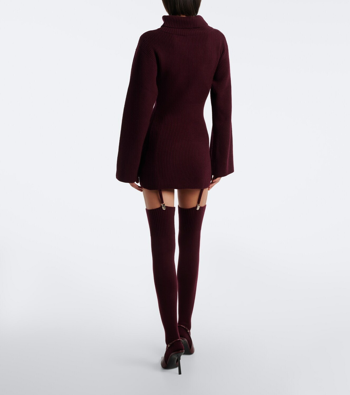 Aya Muse Cursa ribbed-knit wool minidress and tights set