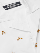 JACQUEMUS - La Chemise Blé Camp-Collar Embellished Cotton Shirt - White