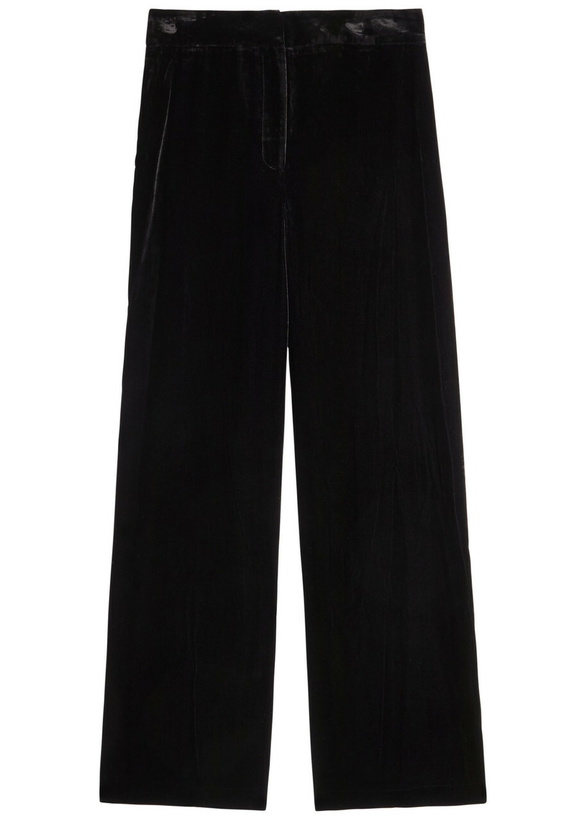 Photo: Veronica Beard Alex Wide-leg Velour Trousers Black