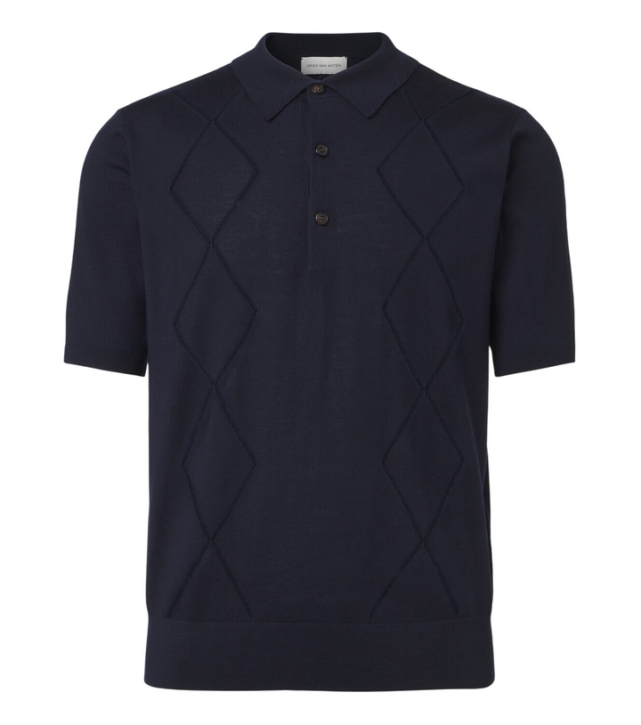 Photo: Dries Van Noten Argyle open-knit wool polo shirt