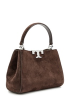 Tory Burch Eleanor Mini T-logo Suede top Handle bag - Dark Brown - One Size
