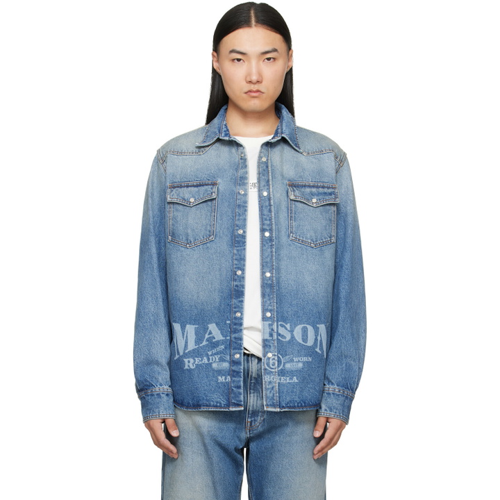 Photo: MM6 Maison Margiela Blue Long-Sleeved Denim Shirt