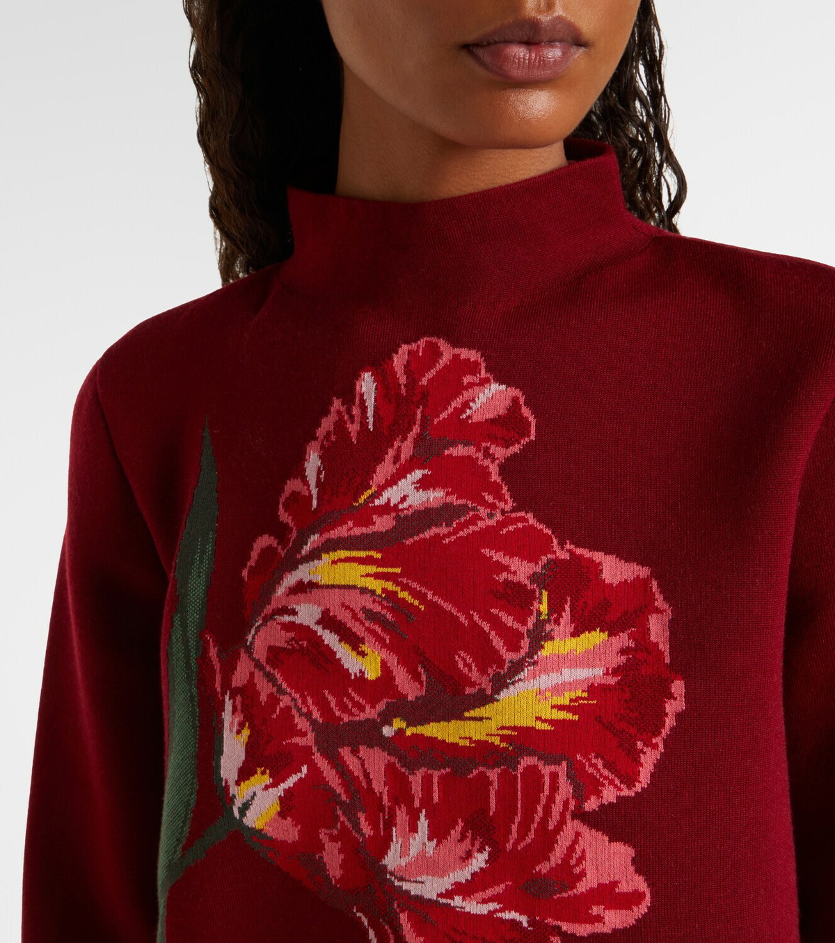 Carolina Herrera Floral jacquard cotton and wool sweater