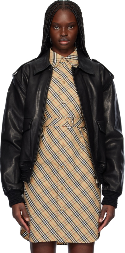 Photo: Burberry Black Bomber Leather Jacket