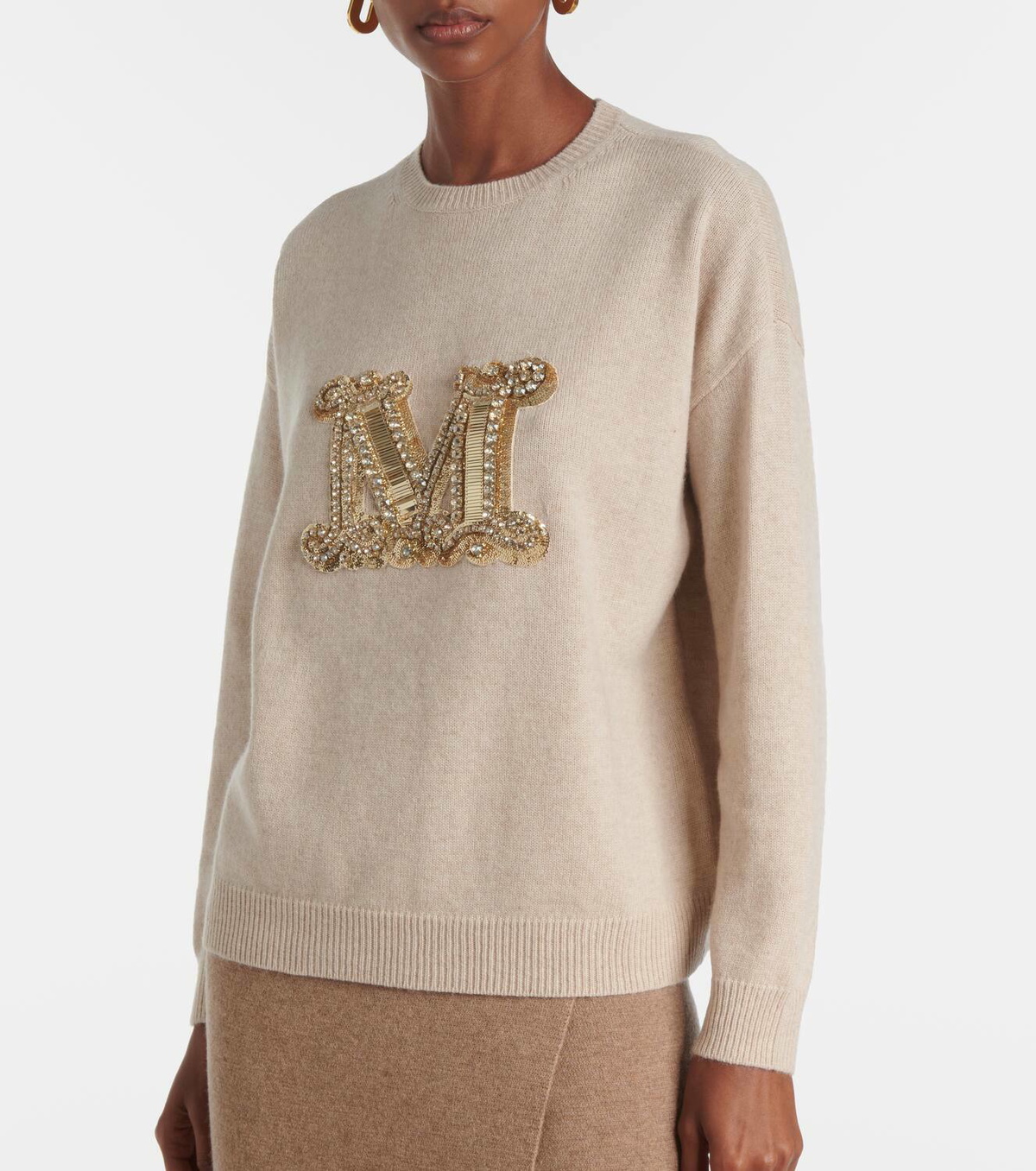 Max Mara Logo embellished wool and cashmere sweater Max Mara