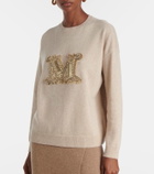 Max Mara Logo embellished wool and cashmere sweater