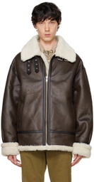 Dunst Brown Loose-Fit Line Faux-Shearling Jacket