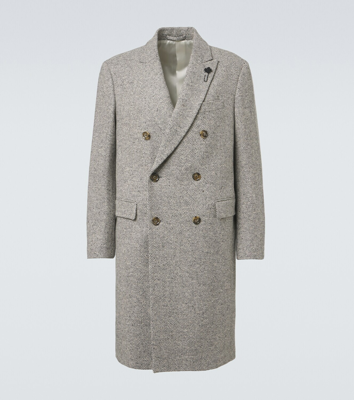 Lardini Herringbone double-breasted virgin wool coat