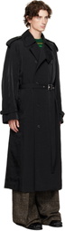 JW Anderson Black Double-Breasted Trench Coat