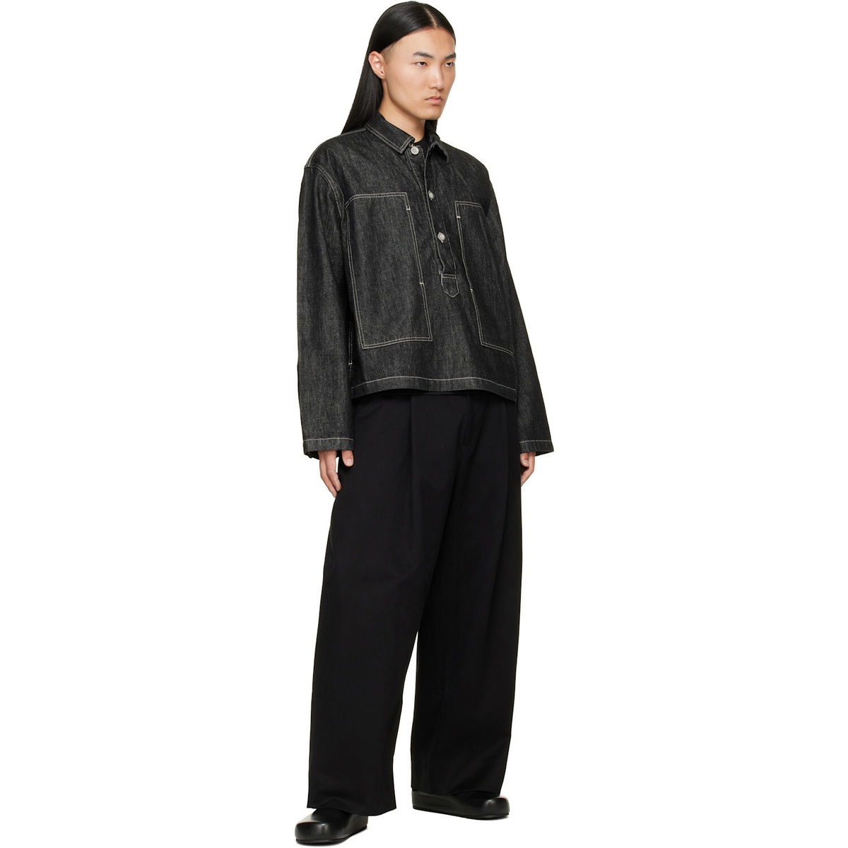 Studio Nicholson Black Sorte Pleated Trousers