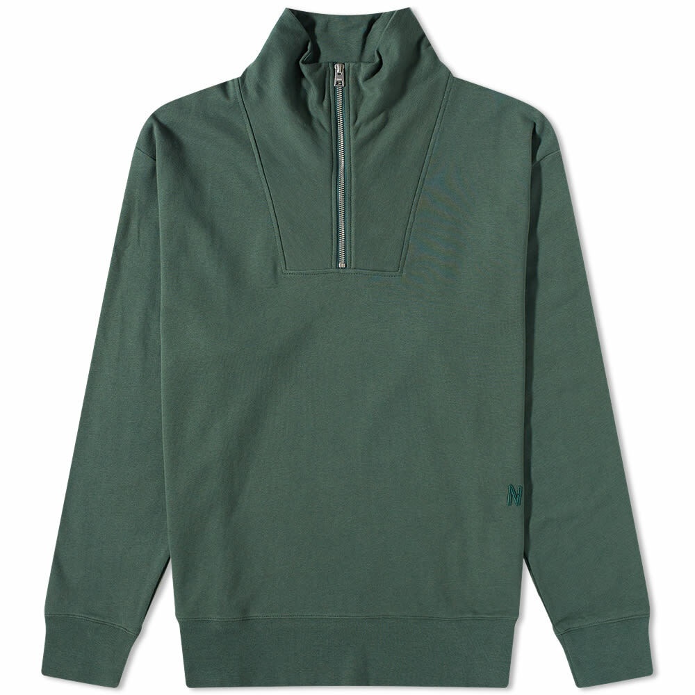 Norse Projects Men's Arne Seacell Half Zip in Dartmouth Green Norse ...