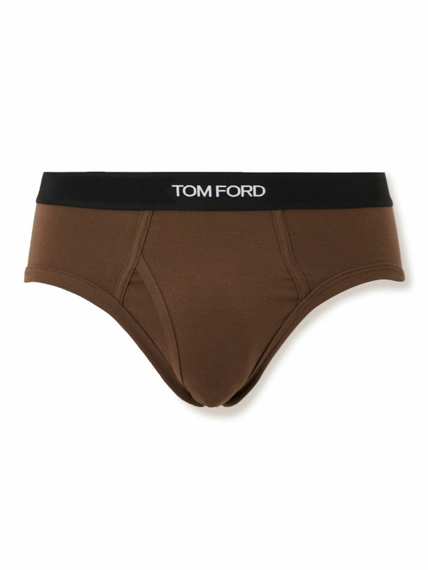 Photo: TOM FORD - Stretch-Cotton Briefs - Brown