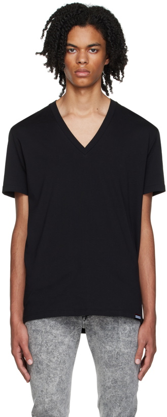 Photo: Dsquared2 Three-Pack Black V-Neck T-Shirts