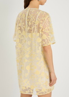 Rotate Birger Christensen Floral-embellished Tulle Mini Dress Yellow