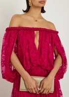 Zimmermann Luna Off-the-shoulder Lace Gown Fuchsia