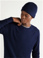 Onia - Waffle-Knit Cotton and Cashmere-Blend Sweater and Beanie Set - Blue
