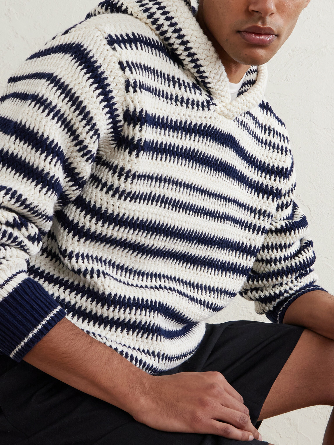 Orlebar Brown - Kirk Striped Organic Cotton Hoodie - Black