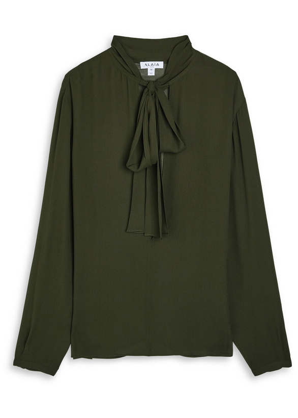 Photo: Alaïa Scarf Semi-sheer Chiffon Blouse Olive