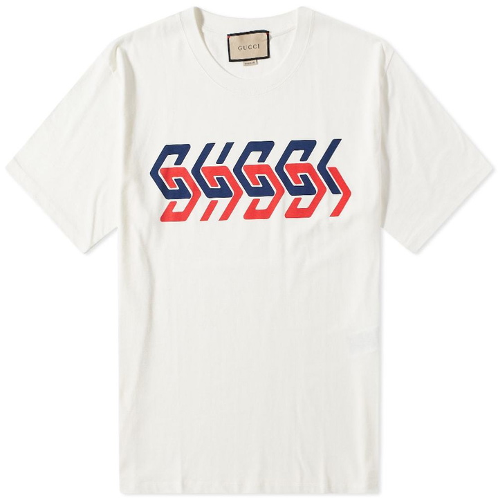 Photo: Gucci Geometric Block Logo Tee