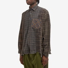 Needles Men's 7 Cuts Over Dyed Flannel Shirt in Brown