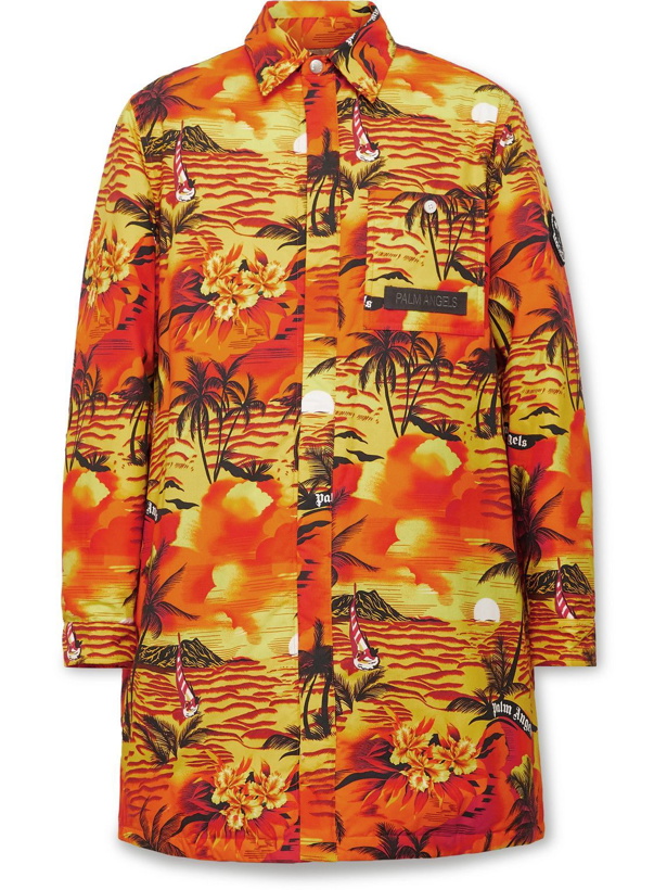 Photo: Moncler Genius - 8 Moncler Palm Angels Tallac Printed Organic Cotton Down Coat - Orange