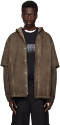 Han Kjobenhavn Brown Washed Layered Denim Hoodie