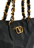 Valentino Garavani Logo-plaque Chevron Leather Tote bag - Black - One Size