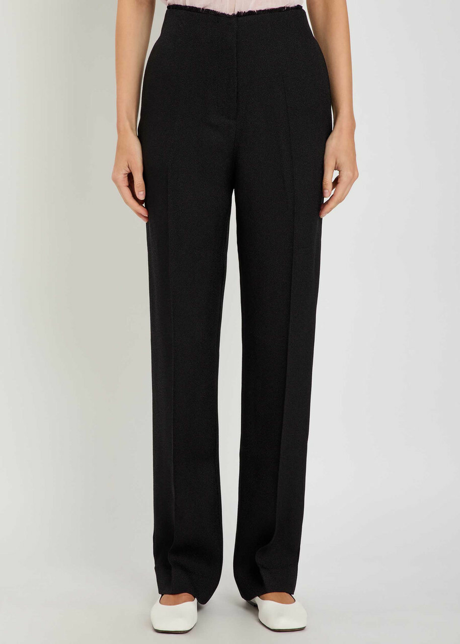 Tove Oran Fray-trim Crepe Trousers Black