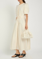 Gabriela Hearst Patricia Belted Linen Midi Dress Ivory