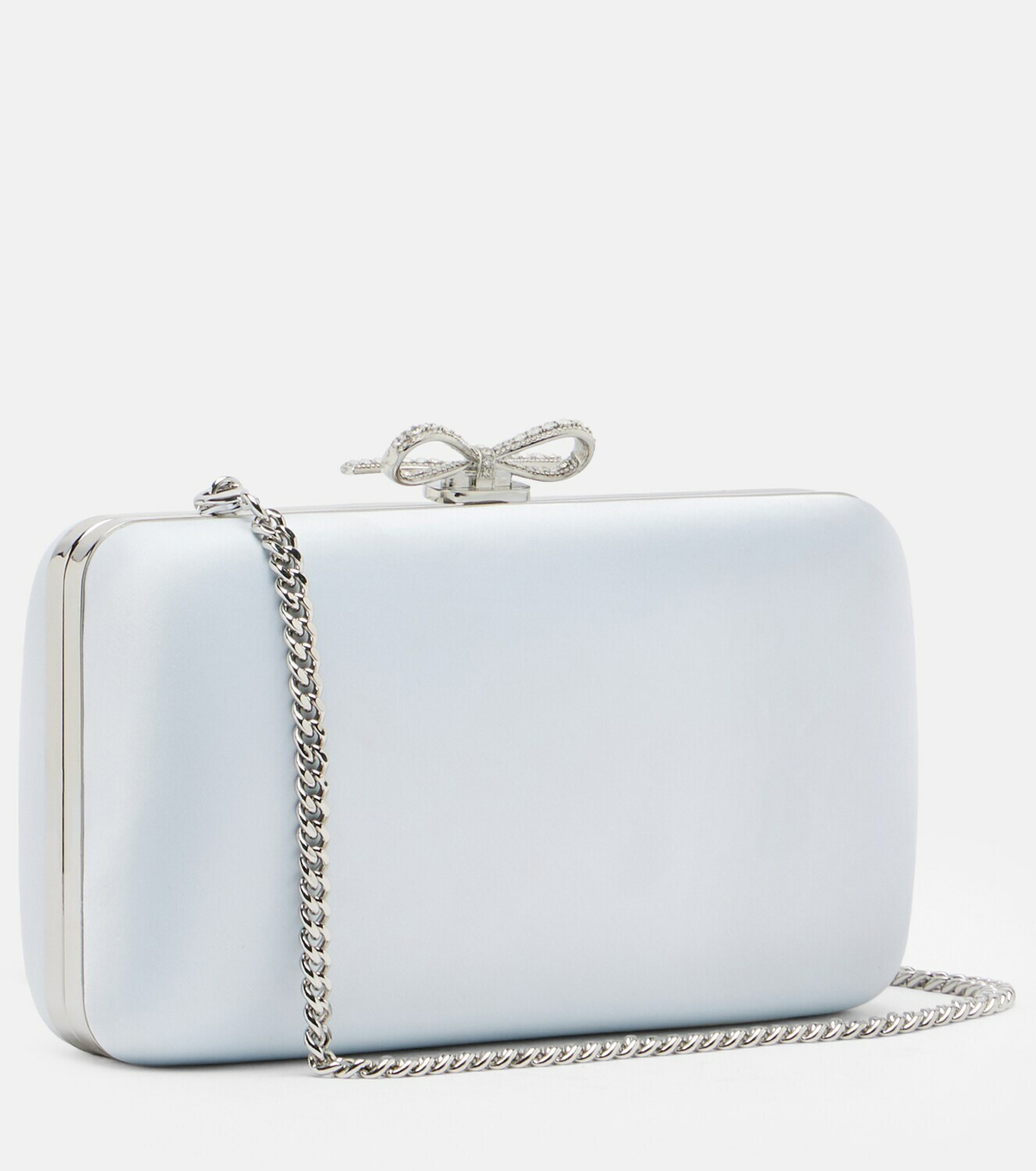 Self-Portrait Bow embellished satin clutch