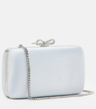 Self-Portrait Bow embellished satin clutch