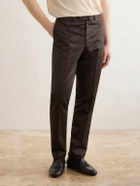 De Petrillo - Tapered Cotton-Twill Suit Trousers - Brown
