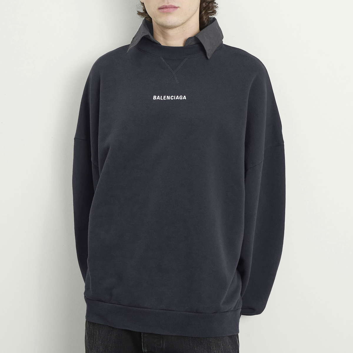 Balenciaga Men's Logo Polo Shirt in Faded Black/White