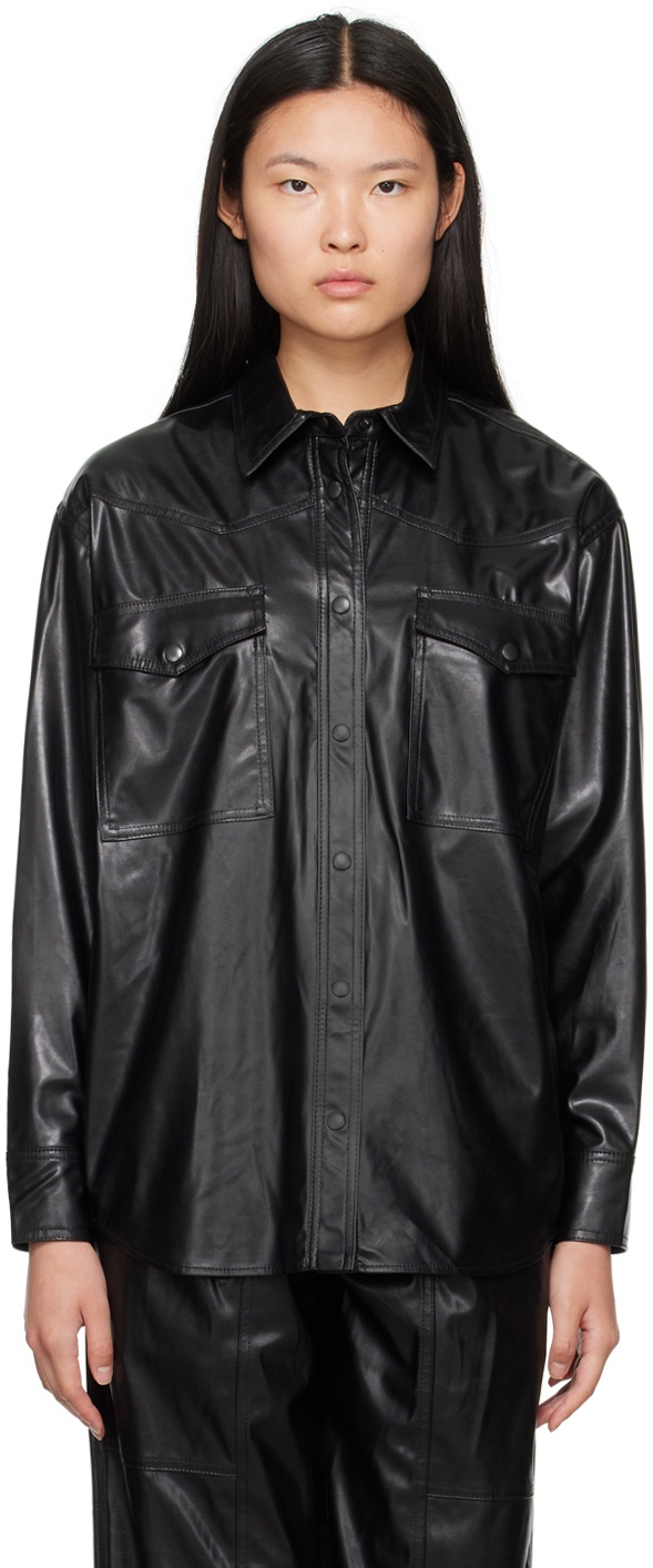 Isabel Marant Etoile Black Berny Faux-Leather Shirt Isabel Marant Etoile