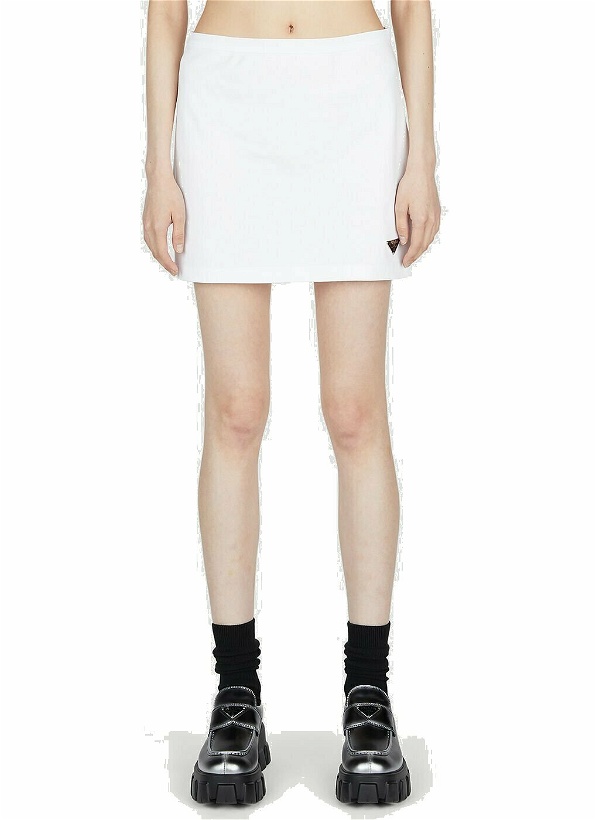 Photo: Prada Logo Plaque Skirt female White
