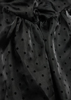 Ganni Polka-dot Ruched Organza Midi Dress Black