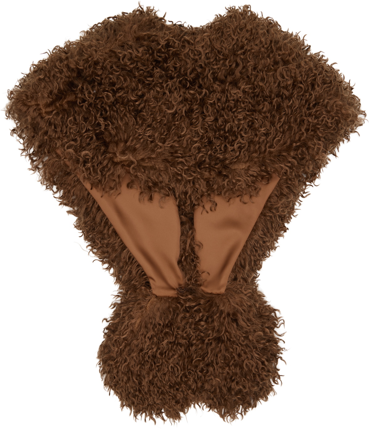 Anna Sui Brown Faux Fur Shawl Scarf