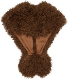 Anna Sui Brown Faux Fur Shawl Scarf