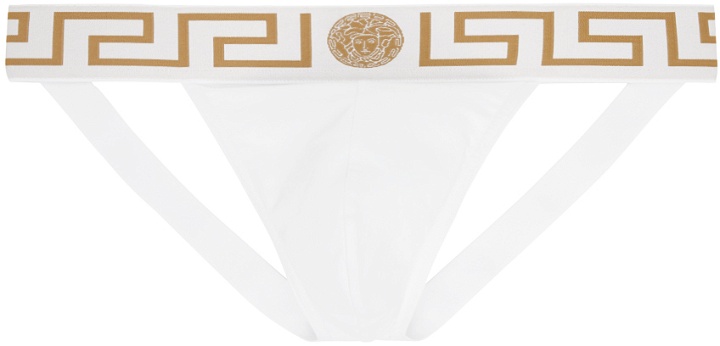 Photo: Versace Underwear White & Gold Greca Border Jockstrap