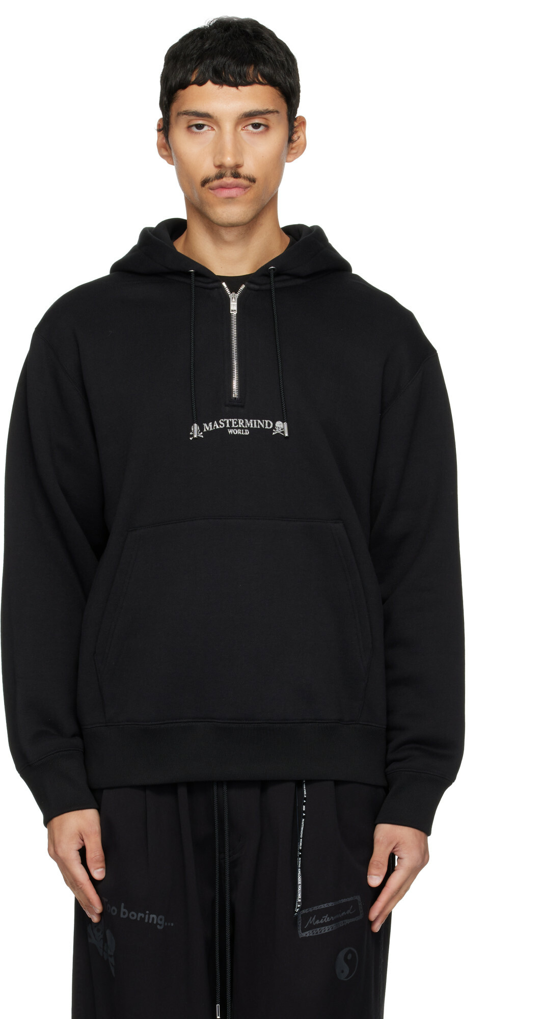 MASTERMIND WORLD Black MW Loopwheel Half-Zip Hoodie