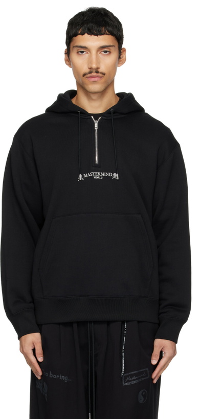Photo: MASTERMIND WORLD Black MW Loopwheel Half-Zip Hoodie