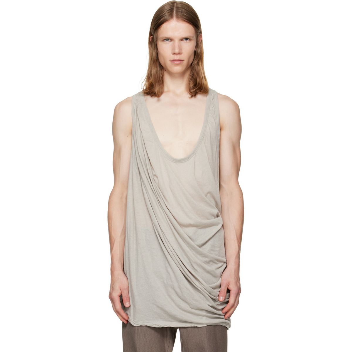 Rick Owens Off-White Tower Draped Pony Tank Top